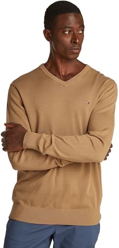Tommy Hilfiger Langarm Pullover V-Ausschnitt in elegantem Nachtblau für Herren