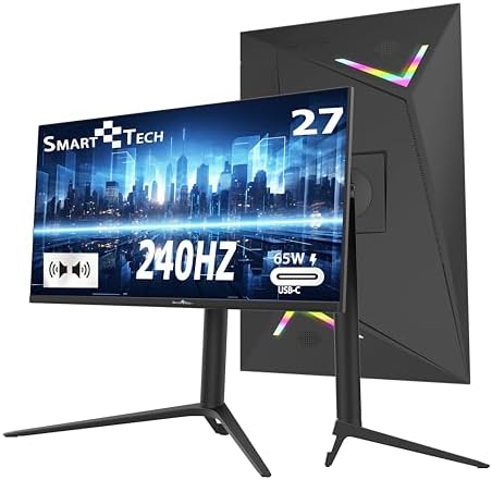 Smart Tech 27 Zoll Gaming Monitor zeigt eine schnelle Spielszene mit lebendigen Farben.