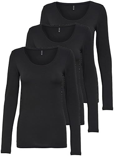 ONLY Damen Langarmshirt mit Rundhalsausschnitt in vielseitigem Schwarz